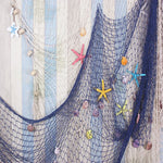 Décoration murale filet pêche semi transparent marine rustique étoiles mer coquillages