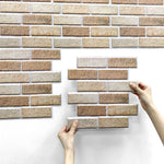 panneau mural décoratif moderne brique 3d autocollant beige marron clair résistant humidité isolation thermique