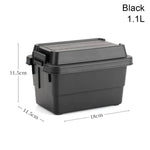 boîtes rangement camping réutilisables plastique noir vert beige poignées couvercles pratiques robustes