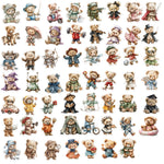 stickers ours dessin animé waterproof beige marron bleu vert rouge noir blanc illustrations enfants