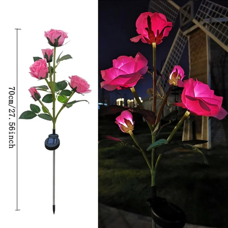 lumières solaires décoratives extérieures fleurs roses bleu jaune rouge blanc patio jardin moderne