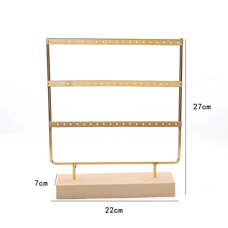 support boucles d'oreilles or blanc moderne clips boîtier bois transparent