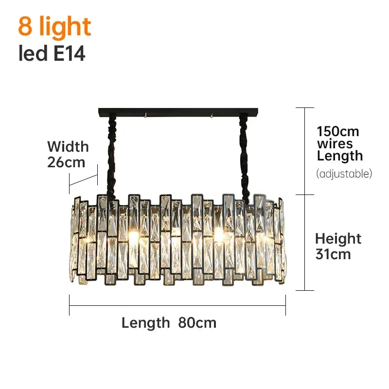 lustre cristal moderne transparent noir brillant salon restaurant haute gamme echangement chainemeta