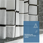 rideau douche moderne blanc noir carreaux géométriques opaque 120x180cm 150x200cm 180x200cm 200x180cm