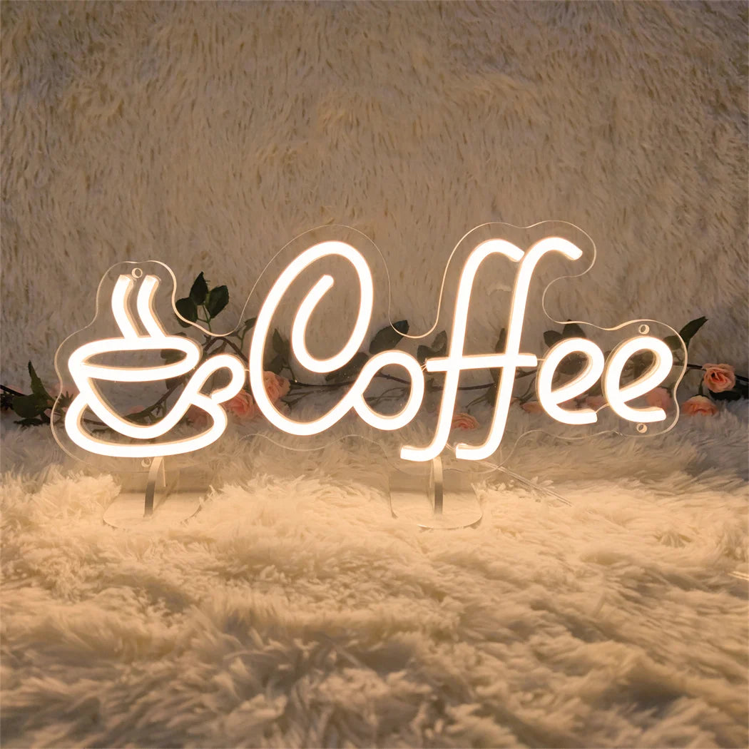 néon lumineux Coffee moderne minimaliste lettrage tasse blanc USB 50000h