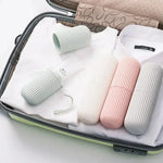 organisateur brosse dents portable rose blanc gris vert rayé moderne imperméable eco friendly PVC