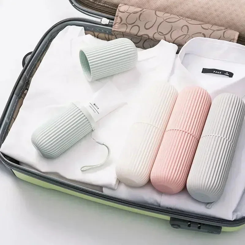 organisateur brosse dents portable rose blanc gris vert rayé moderne imperméable eco friendly PVC