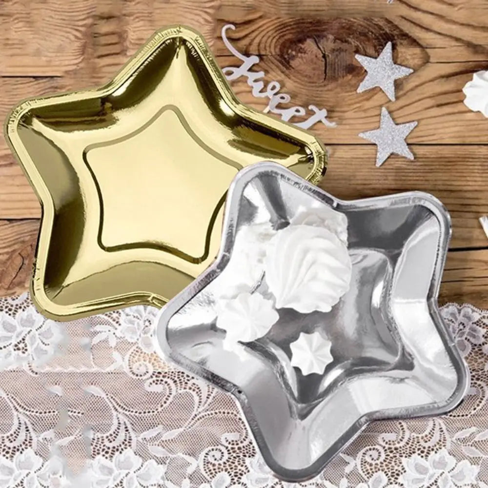 assiettes papier étoile or argent festives 18x18cm mariage anniversaire noël Halloween