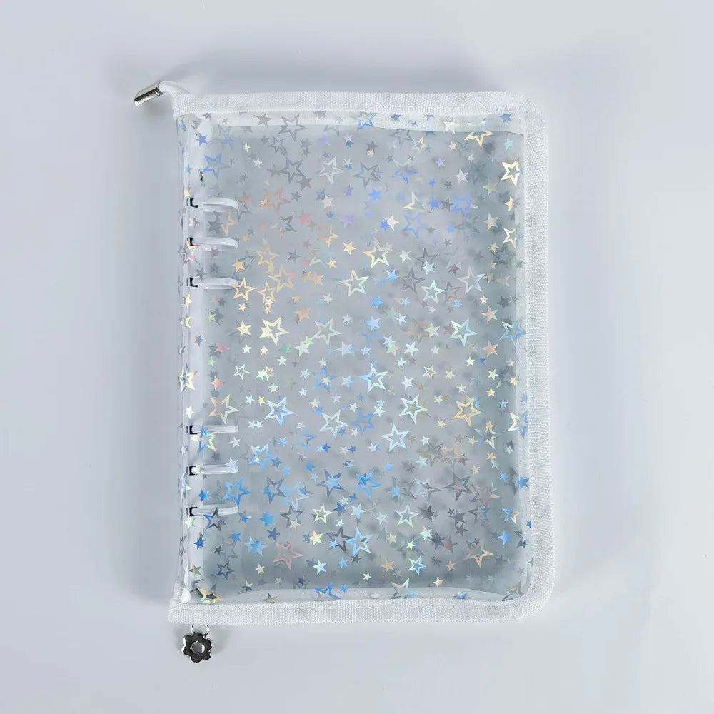 album photo transparent moderne étoiles dorées anneaux métalliques pochettes réutilisables pvc a5
