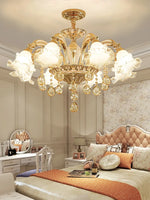 lustre doré cristal fleurs classique baroque salon encastrée led 2000lm 82000lm