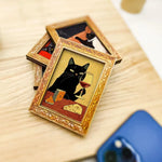 cadre photo chat noir verre vin fromage doré tableau artiste erotique chambre decoration erotique