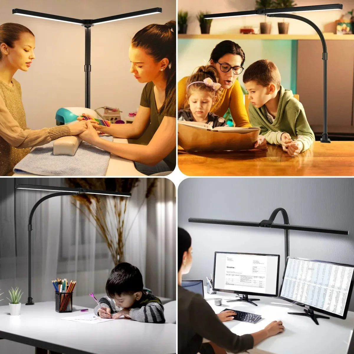 lampe led double tête réglable moderne serre tête flexible blanc noir minimaliste