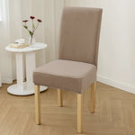 housse chaise velours doux élastique beige clair moderne salon restaurant 45cm longueur
