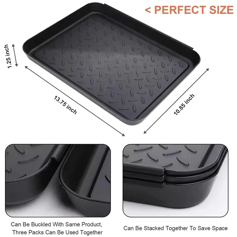plateau chaussures noir texture diamantée moderne waterproof facile nettoyer empilable entrée animaux