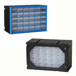 boîte rangement modulaire bleu noire transparentes pratiques moderne outils lego clous