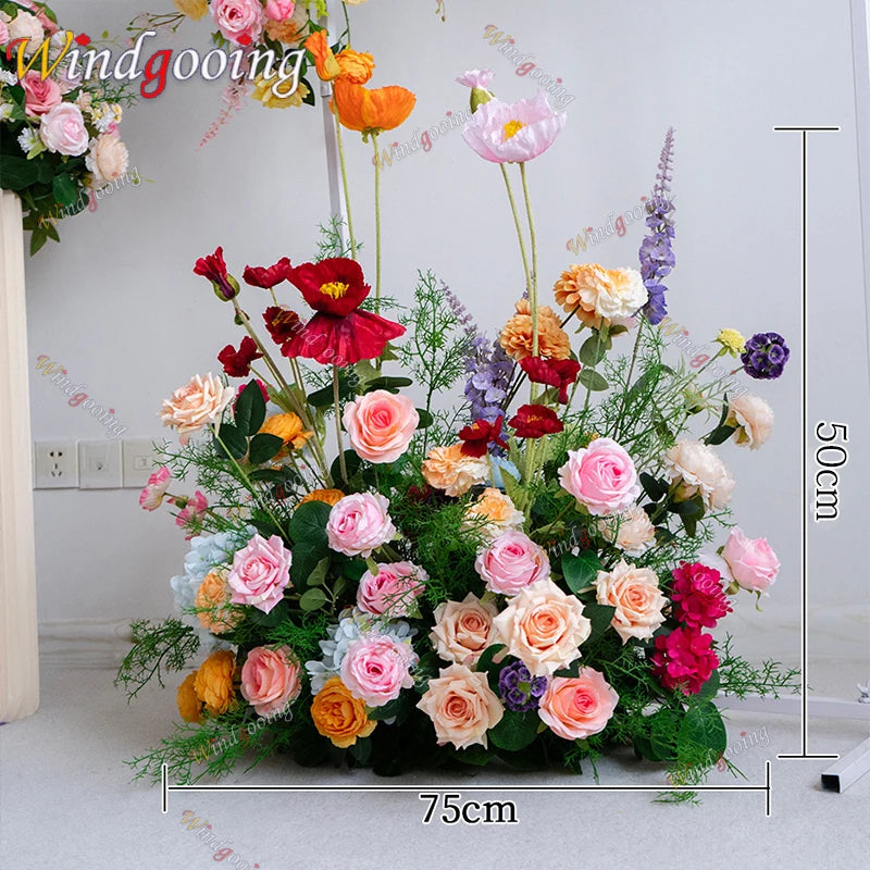 bouquets fleurs artificielles rose romantique arches intérieures décoration mariage anniversaire fêtes