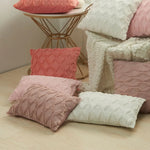 housse coussin décorative peluche géométrique moderne 30x50cm roseclair blancbeige grisclair