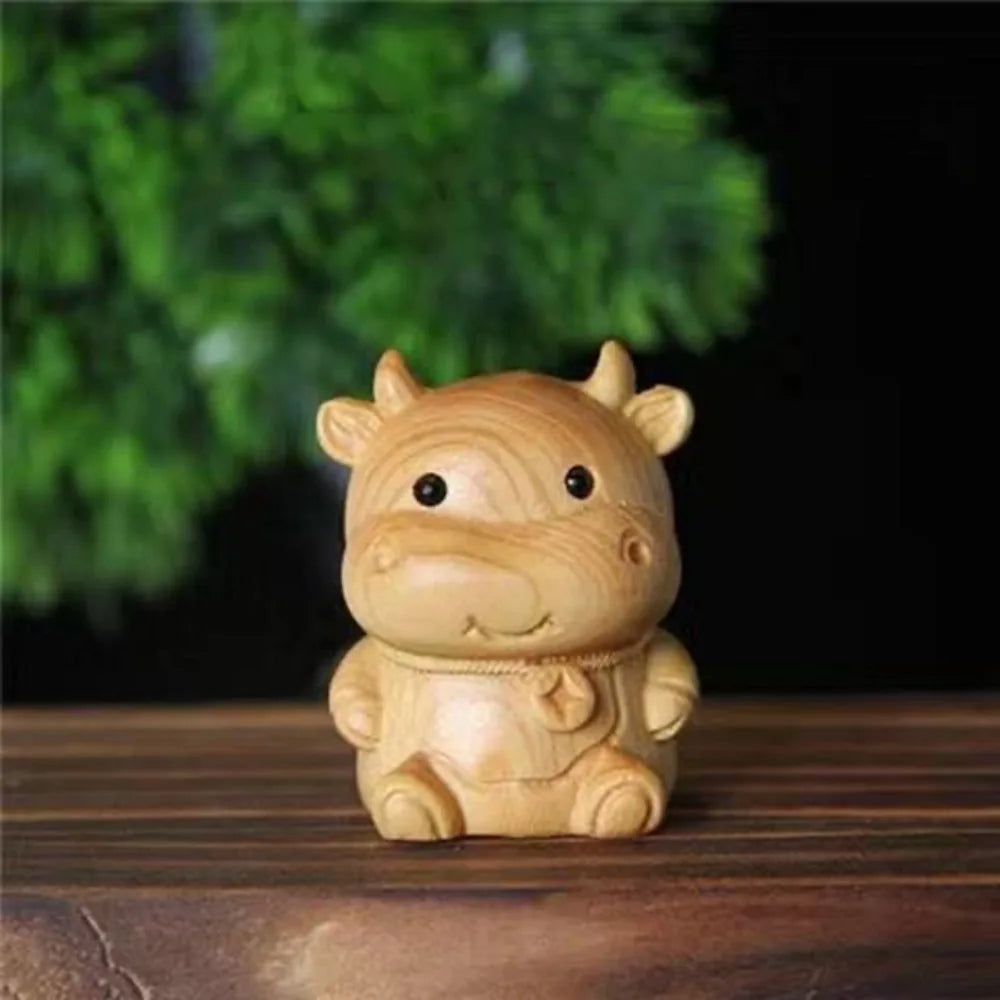 statuettes animales sculptées détaillées zodiaque naturel brun clair artisanal figurines individuelles opaques
