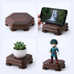 support bois naturel classique objet décoration maison horloge vase plante succulente figurine