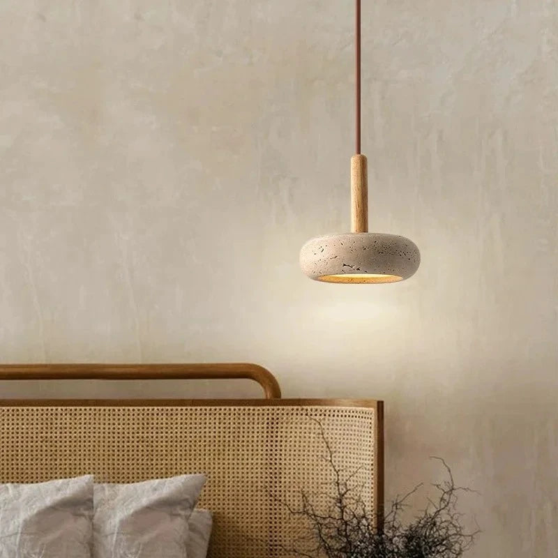 suspension lumineuse moderne pierre beige brun clair texture granuleuse minimaliste intérieur chambre salon étude