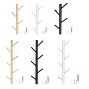 porte manteaux mural arbre minimaliste six branches tronc vertical beige noir blanc