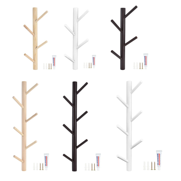 Porte-manteau mural branche d'arbre bois blanc