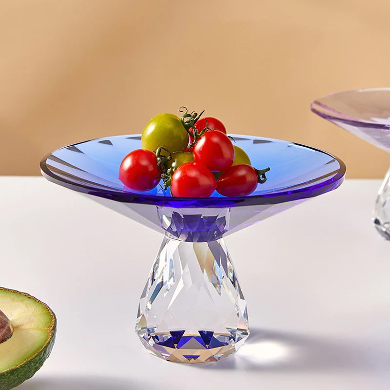 plateau dessert cristal transparent facetté moderne élégant fruits collations luxe