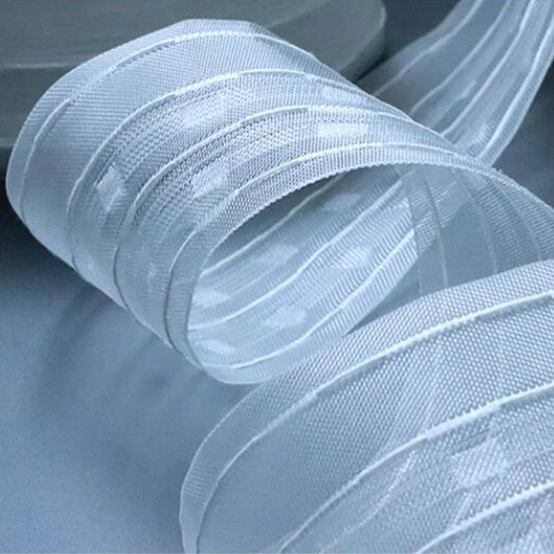 ruban rideau blanc rayures carrés classique 10cm 20m tissu maille accessoire volet polonais moderne