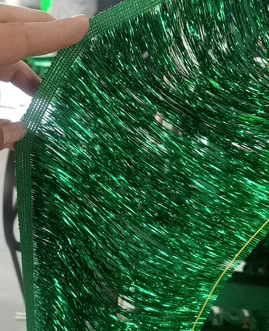 ruban frisé franges brillantes or multicolore décoratif textile maison 20cm longueurversible utilisation