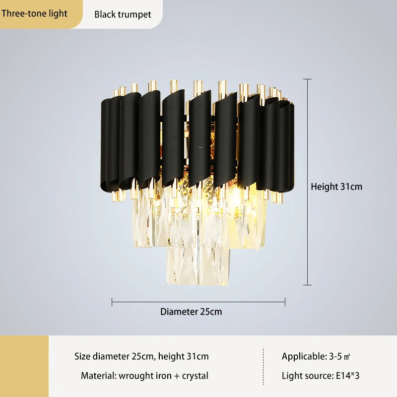 applique murale moderne élégante noir doré ronds lisses chambre couloir escalier led