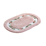tapis ovale fleurs roses classique antidérapant épais vert rouge bleu clair beige