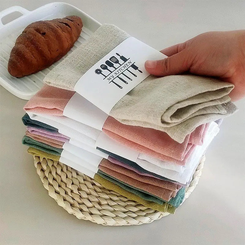 serviettes table lin rose vert blanc jaune beige rustique minimaliste texture froissée aspect naturel