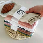 serviettes table lin rose vert blanc jaune beige rustique minimaliste texture froissée aspect naturel