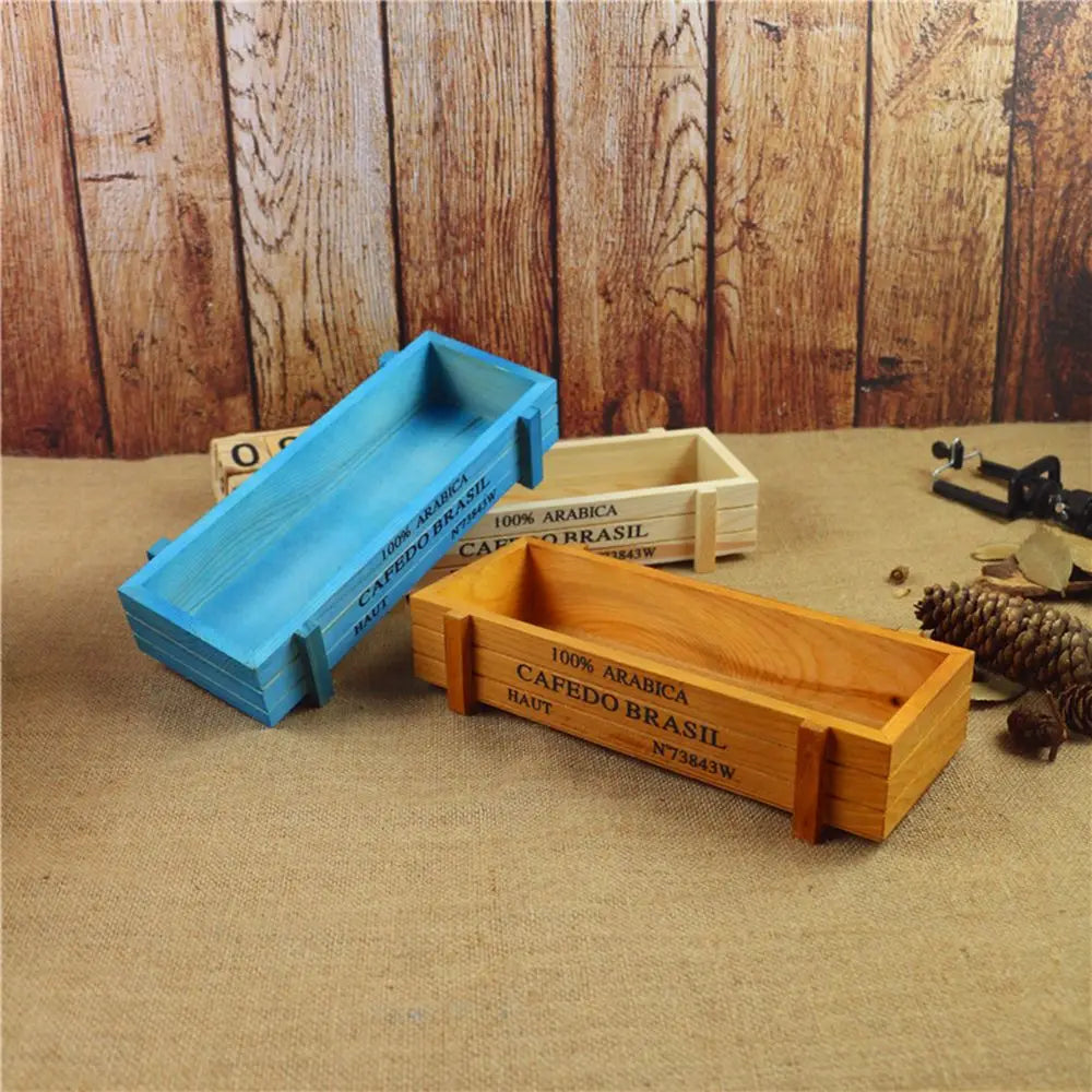 bac fleurs bois naturel bleu rustic plateaux poterie plante succulente seeds petits cailloux
