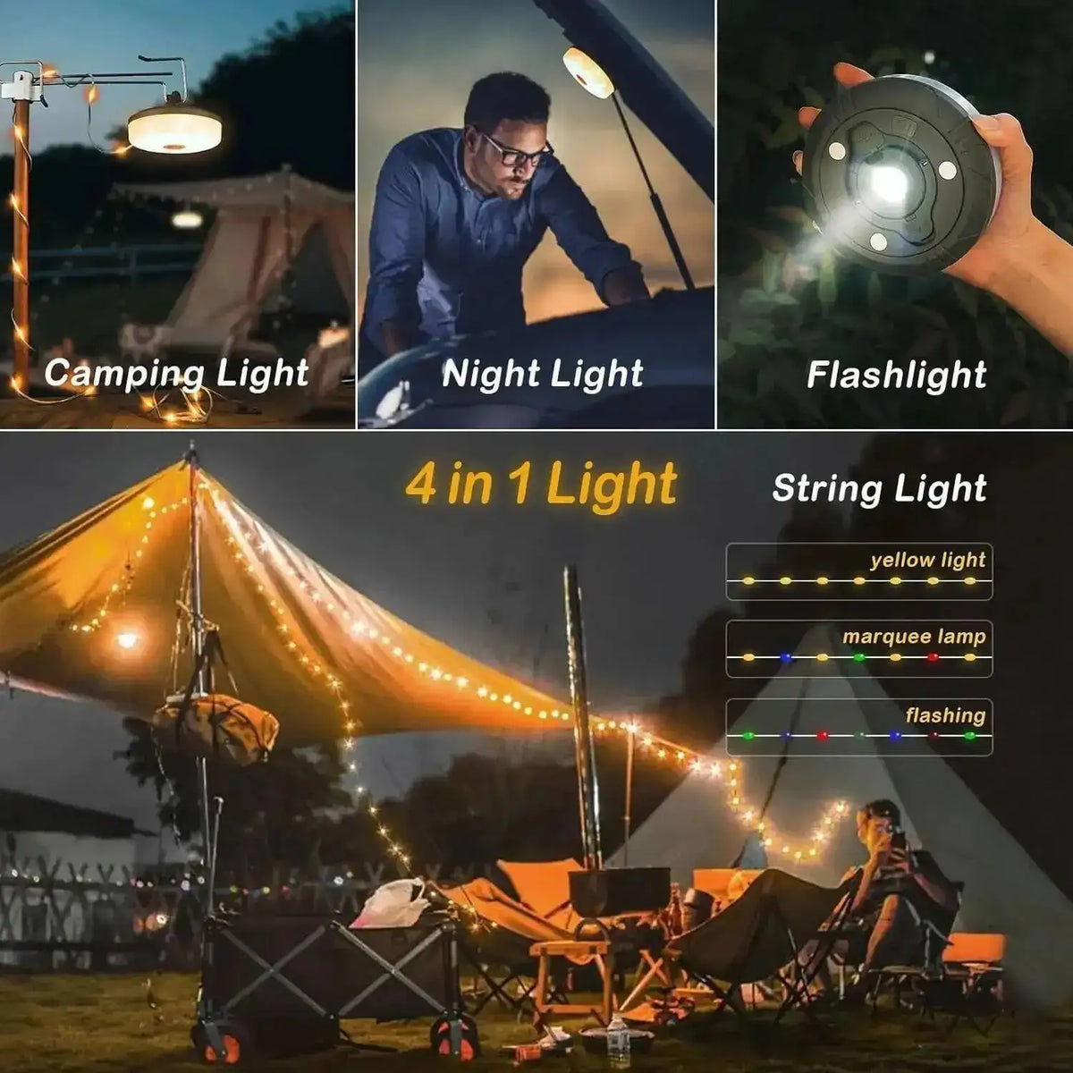 lampe solaire extérieure guirlande led rechargeable tente camping décoration chambre