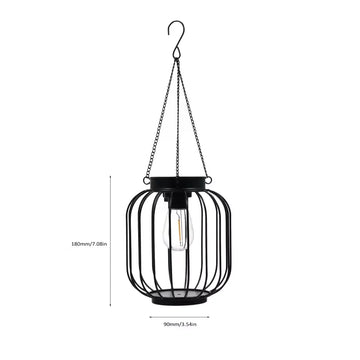 lanterne solaire vintage cage métallique noire ampoule led panneau solaireextérieur autoinstallation modes lumière jardin