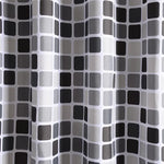 rideau douche moderne carreaux géométriques noir gris blanc opaques polyester