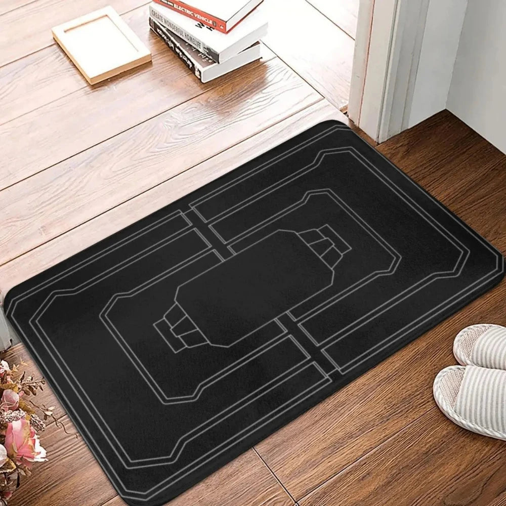 tapis sol moderne antidérapant 40x60cm noir gris motif géométrique polyester durable intérieur extérieur