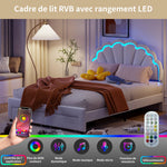 Détail des tiroirs de rangement intégrés sous le lit