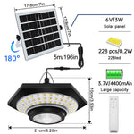 lampe solaire suspendue capteur mouvement 228 led étanche ip65 moderne télécommandeextérieur