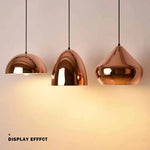 suspension lumineuse moderne rose doré brillante métallique câble noir éclairage scandinave e27