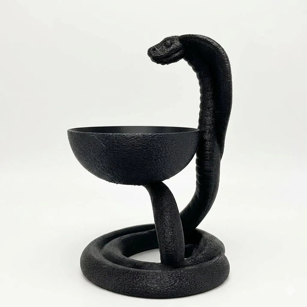 statue cobra noir sculpture decorative impression 3d deco intérieure bol enroulé artistique symbolique