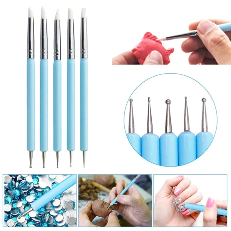 pinceaux modeler bleu clair brun foncé pointus modernes sculpteur argile céramique bricolage outils art