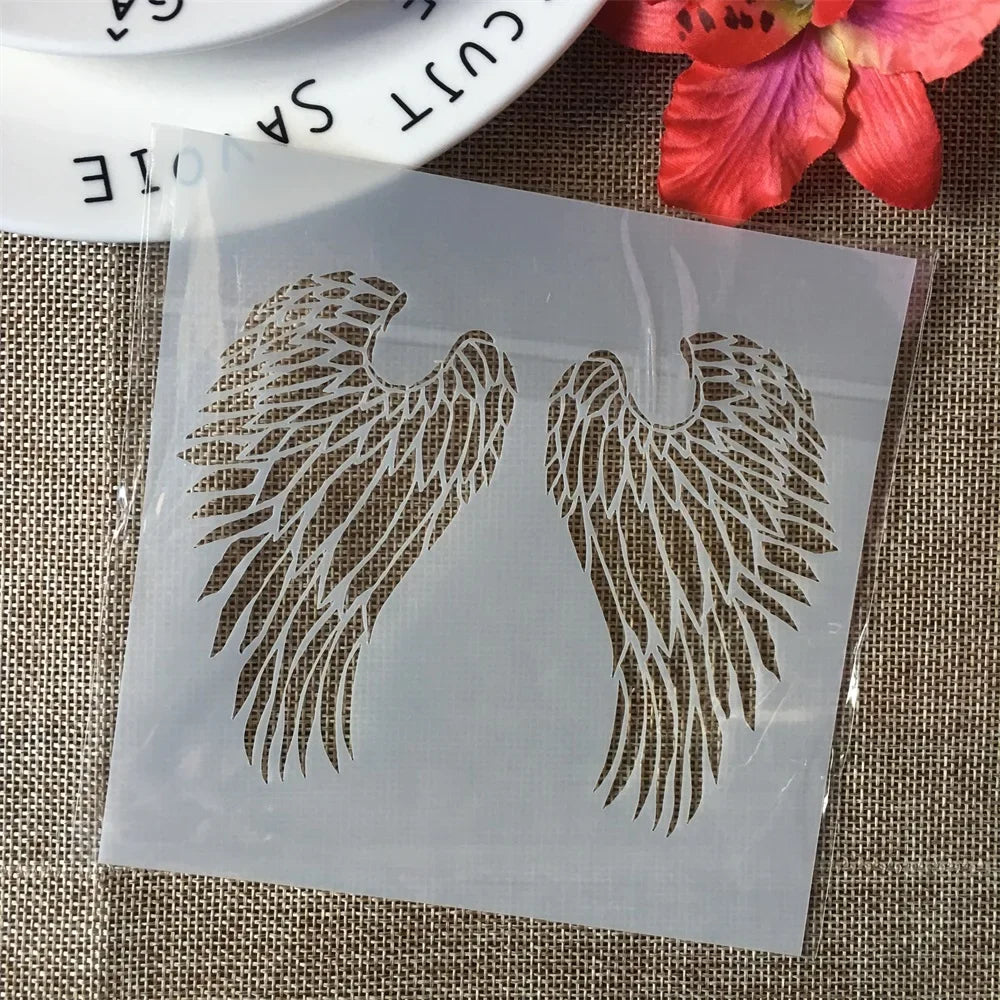 stencil transparent ailes ange bricolage scrapbooking coloriage artisanal clips pochoir peinture murale