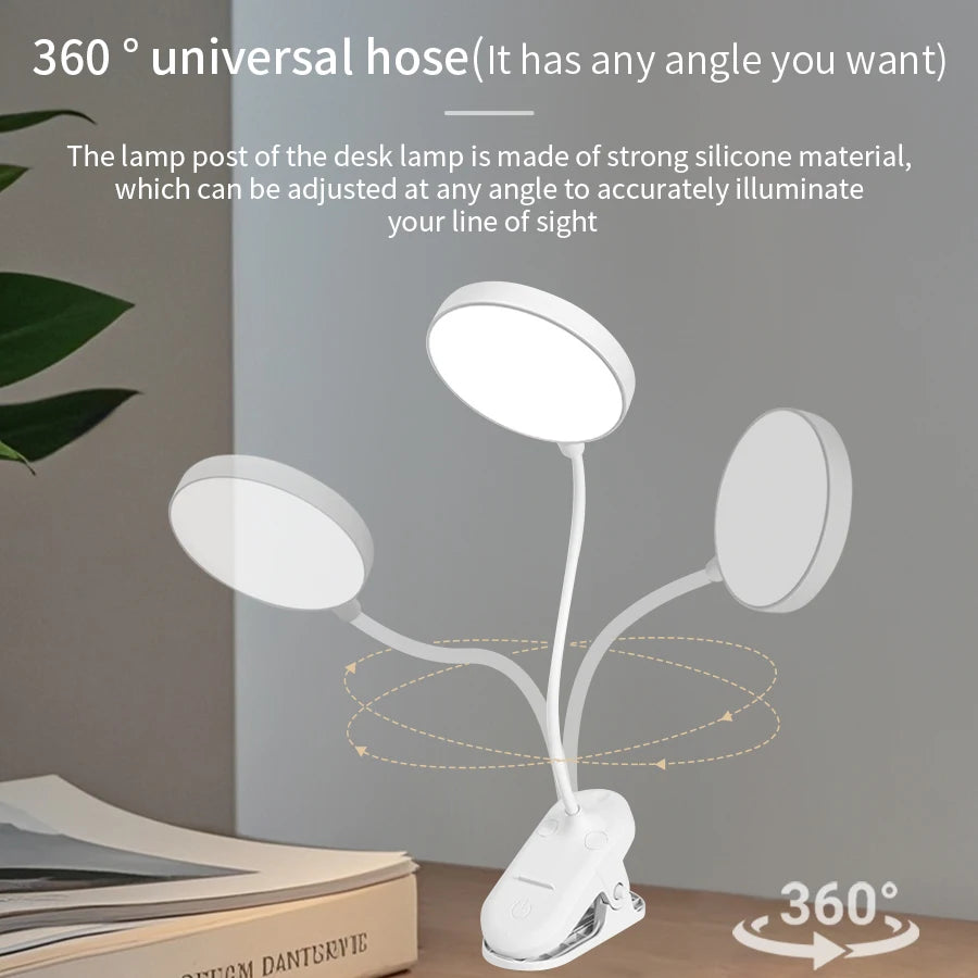 lampe led rechargeable blanc moderne pinces tactile réglable protège yeux chambre
