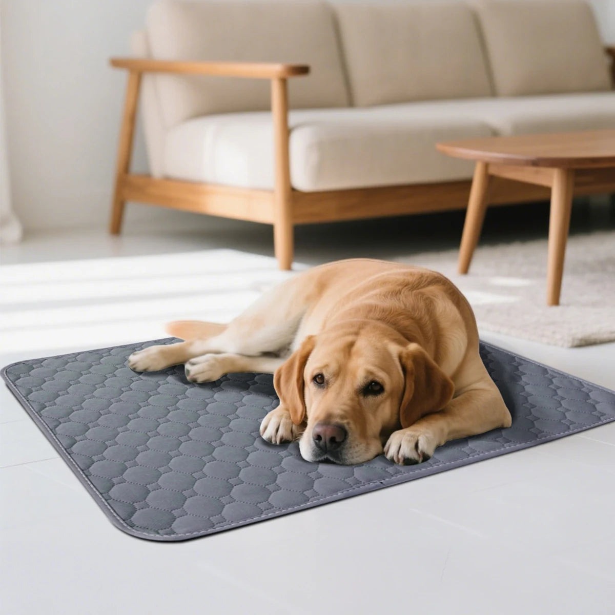 tapis animal grès beige ours marron texture quadrillée moderne doux absorbant