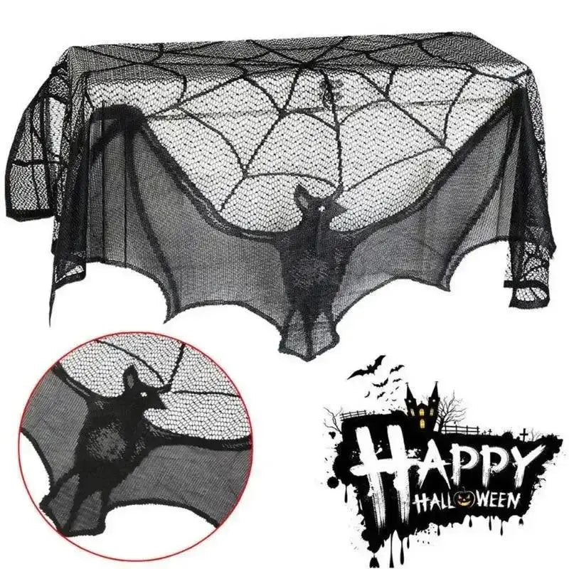 rideau halloween toile d'araignée chauve souris noir décoration fenêtre occasion festivités