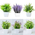 décoration extérieure plante artificielle moderne pot carré blanc branches feuilles vertes fleurs violettes minimalisteextérieur