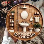 plaque decorative salle bain bois naturel moderne 20cm bathroom blanc minimaliste