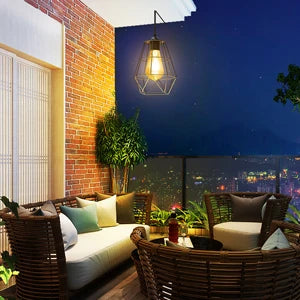 lampe solaire industrielle vintage grille géométrique noir doré transparente clips solaire led ip65extérieurintérieururgence